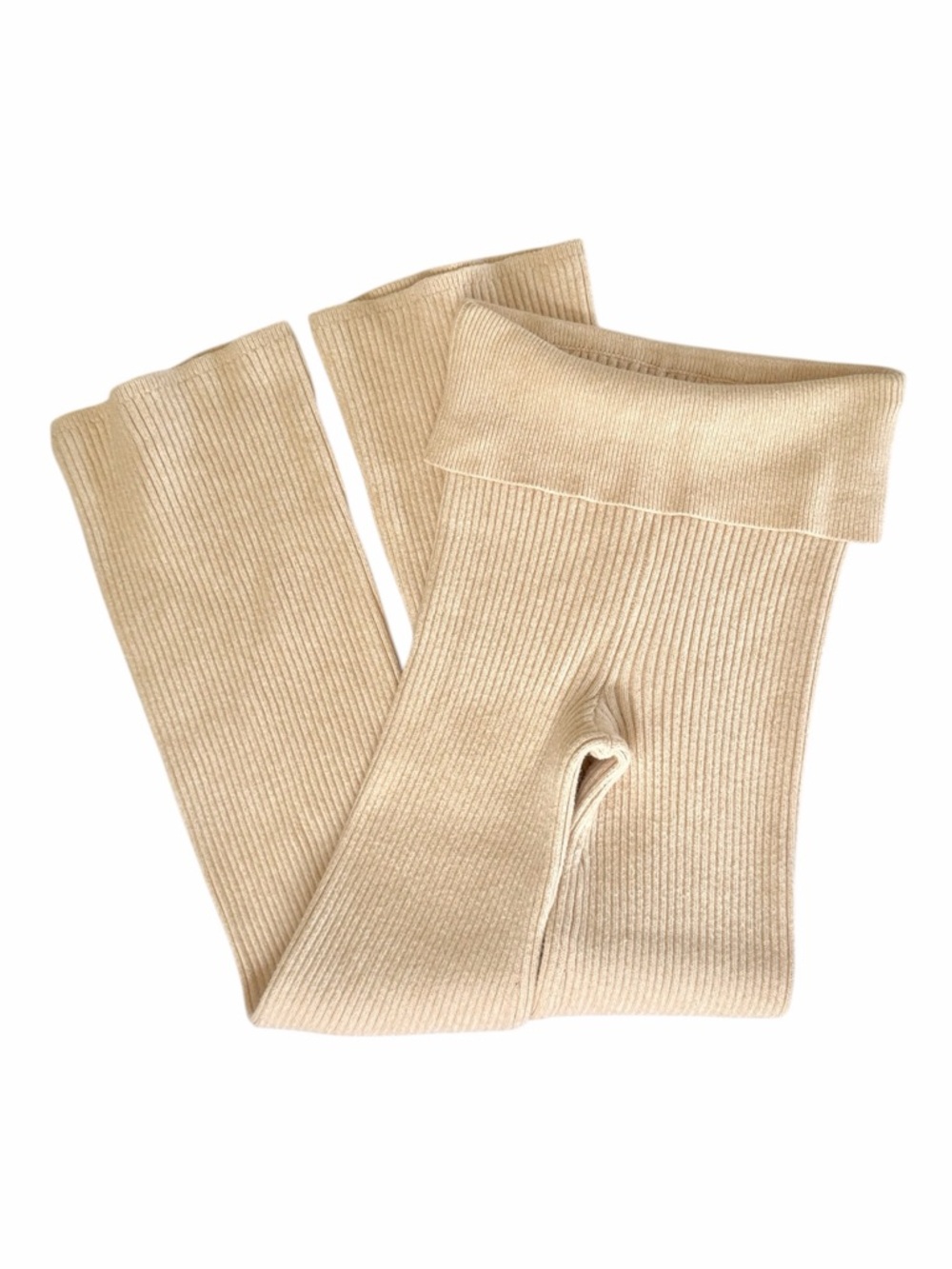 Aerie Fold Over Oatmeal Rib Knit Sweater Lounge Pant Medium